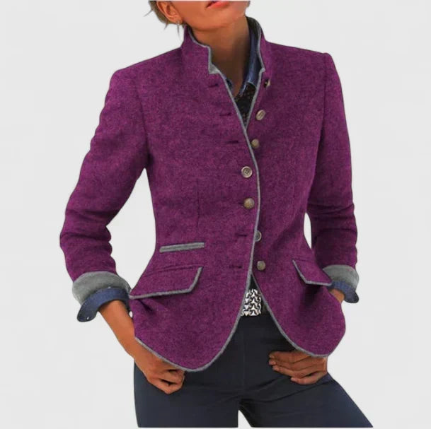 Rosalba | Veste cintrée à col montant et passepoils