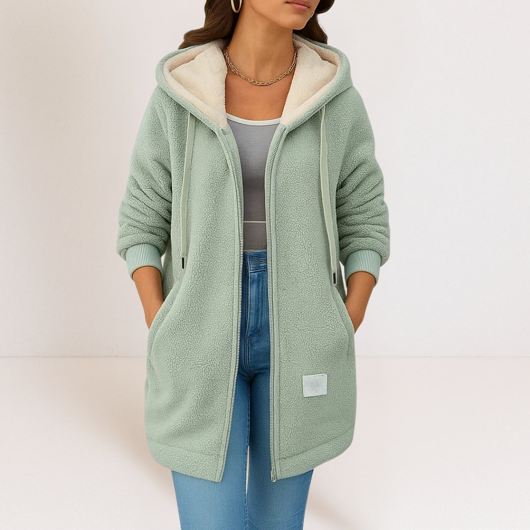 Théophanie | Veste zippée à capuche effet peluche